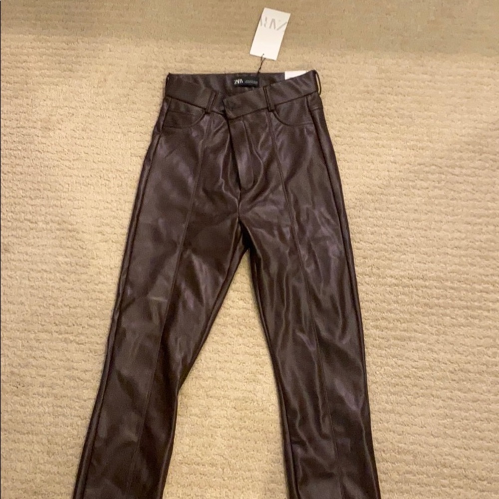 Zara Brown leather leggings